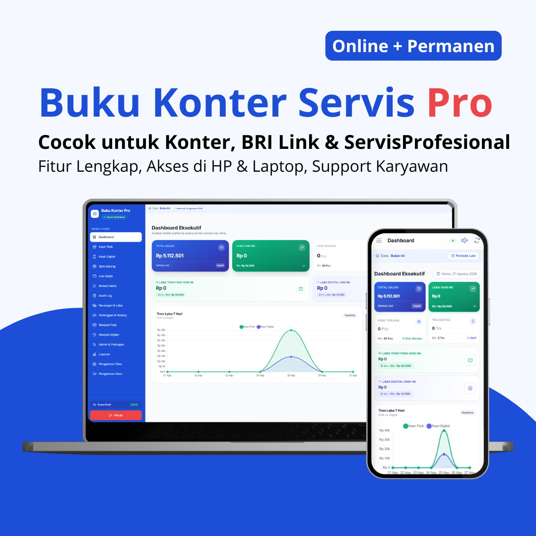 Buku Konter Servis Pro - Permanen 1x Beli